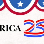 Graphic with bunting and America 250 logo