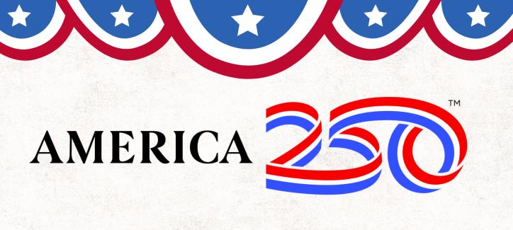 Graphic with bunting and America 250 logo