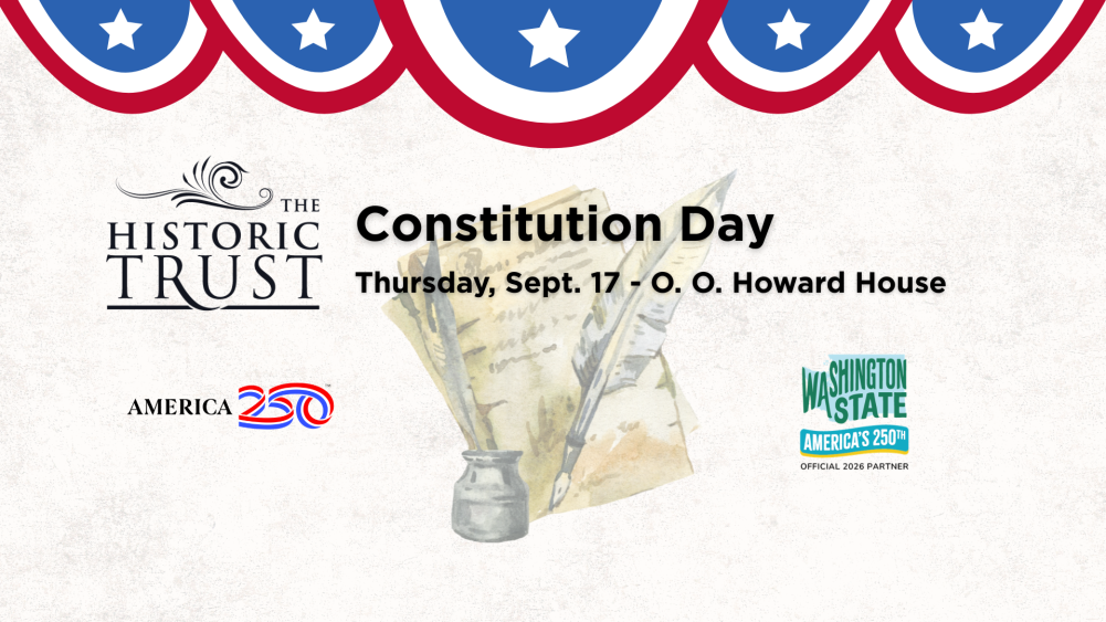 Constitution Day event banner with America250 logo and WA State America's 250th Official Partner logo